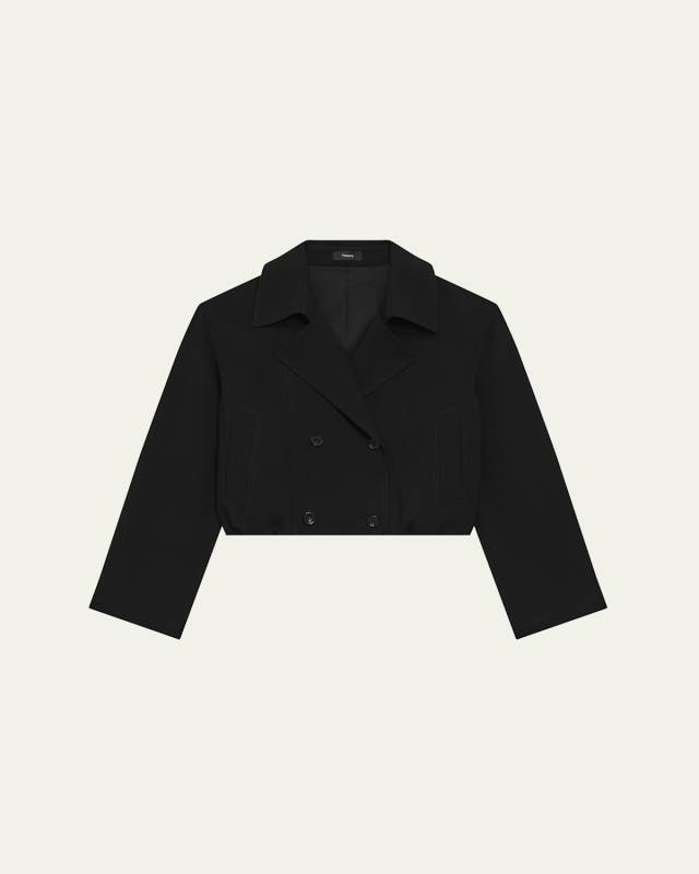 Oversized Double-Breasted Crop Trench Coat